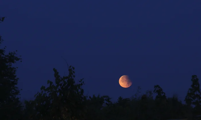 Lunar eclipse over Krasnozavodsk (Moscow region) - My, Sergiev Posad, The photo, Moon eclipse, moon, Morning