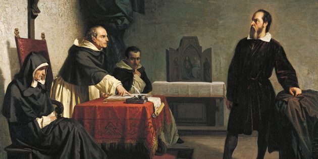 «Галилей перед лицом римской инквизиции», картина Кристиано Банти, 1857 год. Изображение: Wikimedia Commons