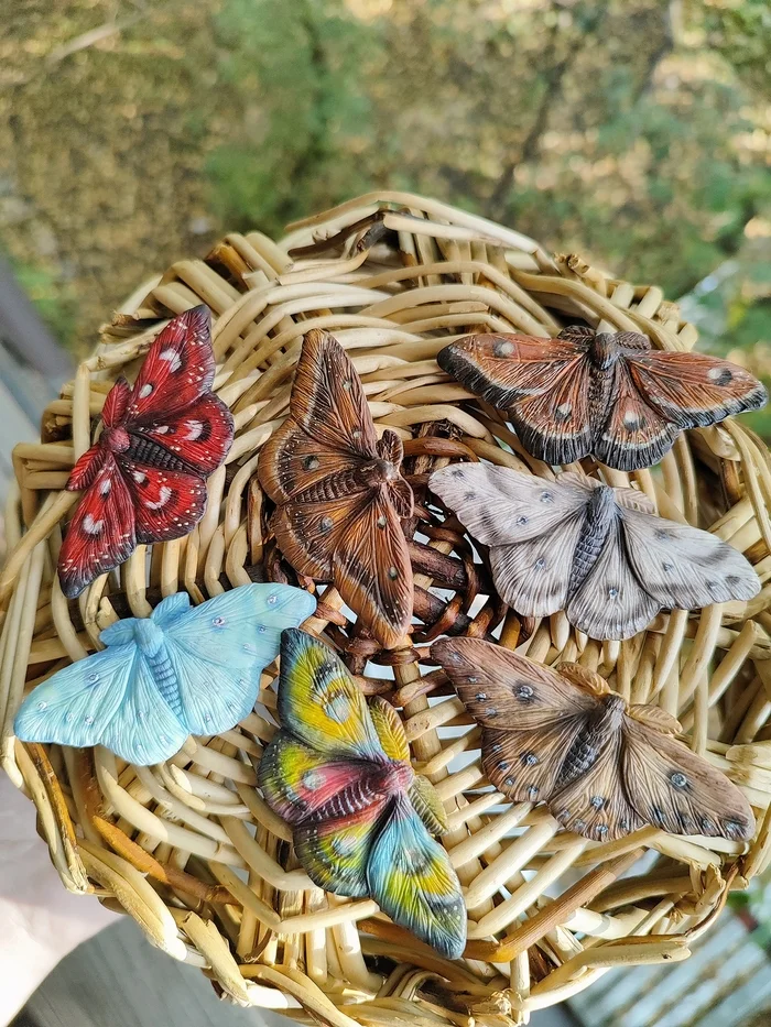 Butterflies - brooches - My, Polymer clay, Needlework without process, Butterfly, Longpost, Brooch