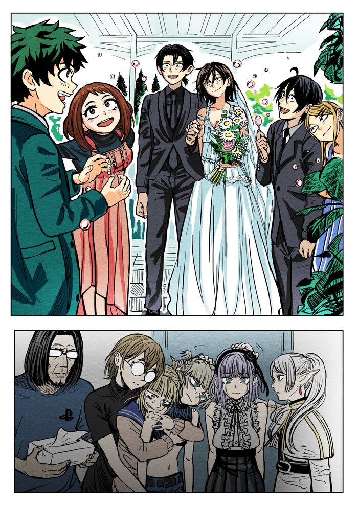   ,    , Anime Art, Midoriya izuku, Uraraka Ochako, Shibazaki Yousuke, Shidare hotaru, Toga Himiko, Frieren, Nanakusa Nazuna, Boku no Hero Academia, Sousou no Frieren, Isekai Ojisan, Dagashi Kashi