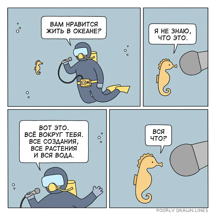 In the ocean - Translated by myself, Poorly Drawn Lines, Comics, Sea Horse, Interview