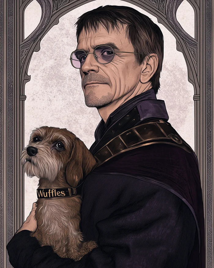 Jeremy Irons was born on September 21, 1948. - My, Neural network art, Midjourney, Pinanoc, Jeremy Irons, Actors and actresses, Portrait, Birthday, Lord Vitinari, The Color of Magic, Terry Pratchett