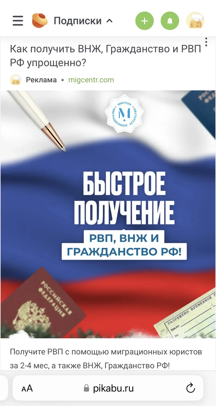 Пикабу, какого х*я ты это рекламируешь? - Чебурек, Миграция, Бесит, Мат, Реклама на Пикабу, Скриншот