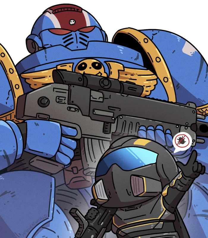 There - Warhammer 40k, Wh humor, Wh Art, Helldivers 2, Warhammer 40k: Space Marine 2, Crossover