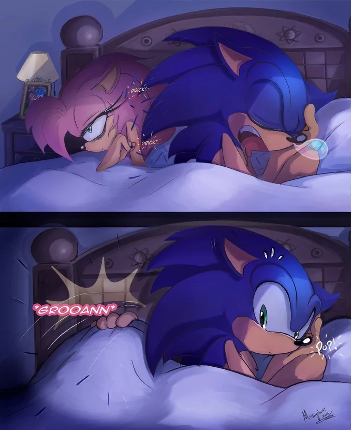 What's that pressing against me behind there? - Comics, Art, Amy Rose, Sonic the hedgehog, Longpost