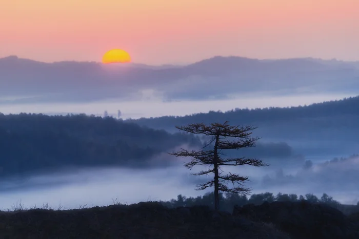 Dawn on the Nurali Ridge - My, Landscape, The photo, Southern Urals, Ural mountains, Nurali, dawn, Fog, Beautiful view, Bashkortostan