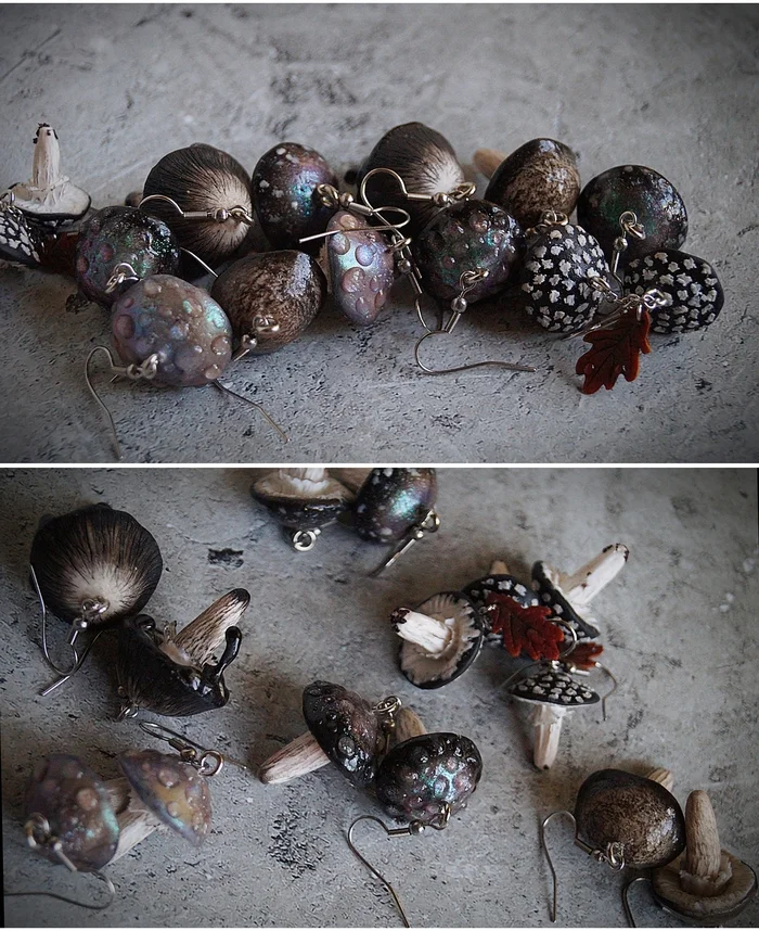 Various gothic mushrooms - My, Polymer clay, Handmade, Needlework without process, Mushrooms, Longpost