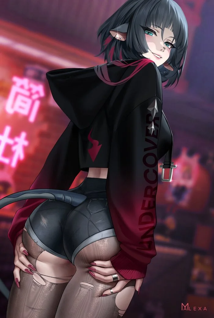 Post #11824287 - Anime art, Anime, Girls, Games, Zenless Zone Zero, Jane Doe (zzz), Tights, Shorts, Tail, Animal ears