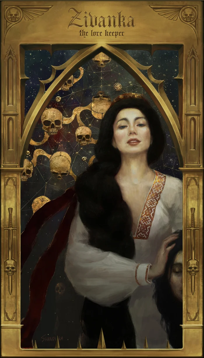 Homage to Gustav Klimt's Judith (OC perpetual by Shandira) - My, Art, Warhammer, Wh Art, Warhammer 40k