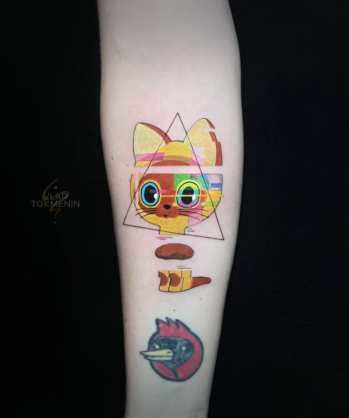 Where is my cutlet? - Tattoo, Humor, Kitten Woof, Soyuzmultfilm, Cartoons, Cartoon characters, Cutlets