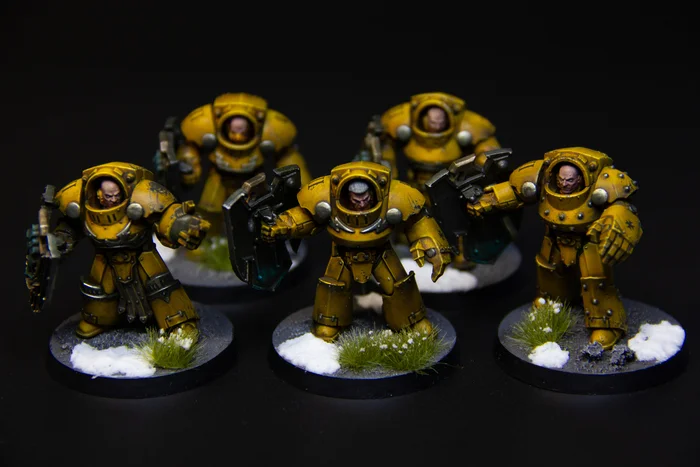 Imperial fists tartaros terminators - Моё, Покраска миниатюр, Warhammer, Рукоделие без процесса, Warhammer 40k, Adeptus Astartes, Wh miniatures, Warhammer 30k, Horus Heresy, Imperial Fists