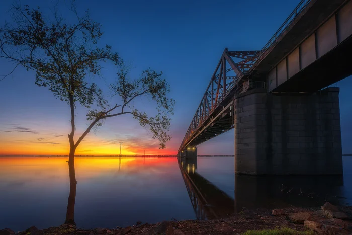 Old Zeisky Bridge, dawn - My, The photo, Zeya, Amur region, Blagoveshchensk, River, dawn, Beautiful view