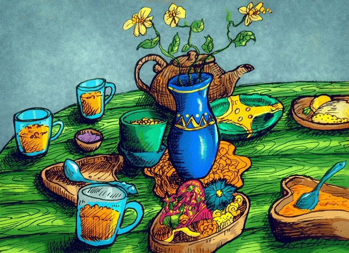 Autumn still life - My, Drawing, Graphics, Ace0fredspades, Still life