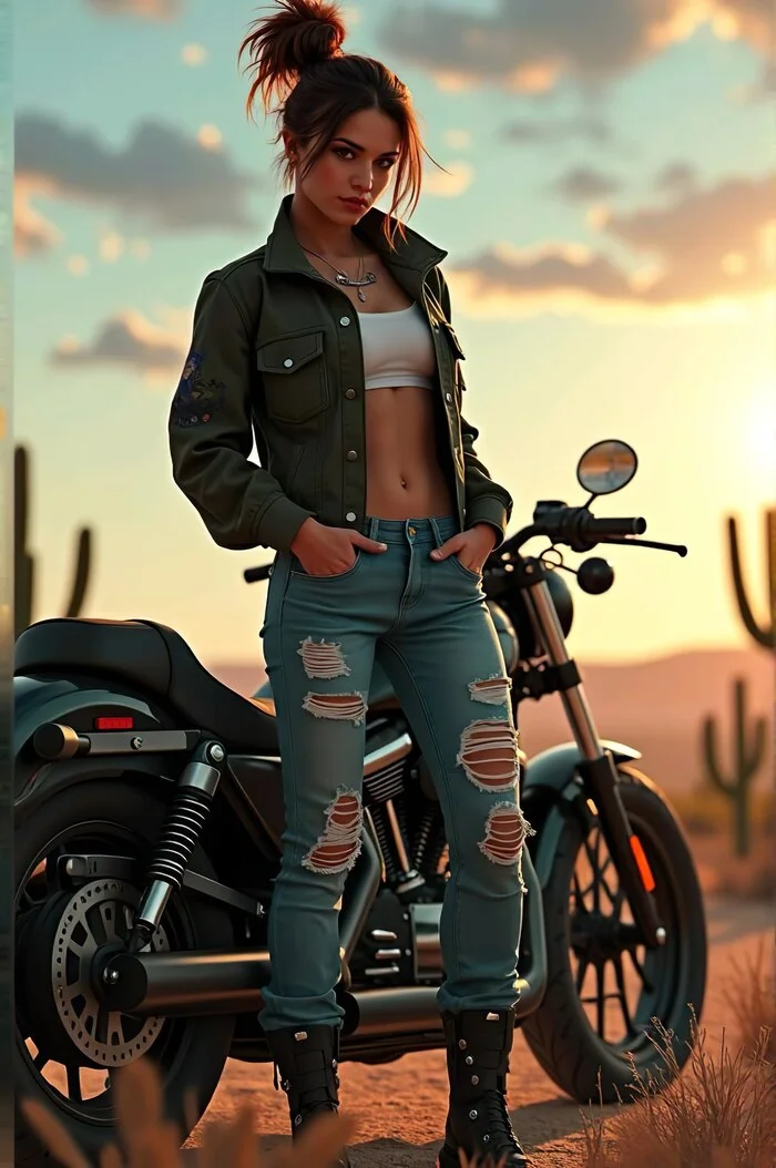 Mexico,moto,girls - My, Neural network art, Girls, Moto, Flux, Longpost