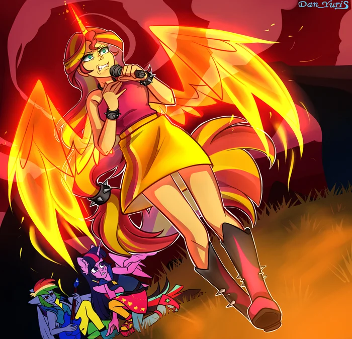 Evil Sunset - My little pony, Art, Equestria girls, Sunset shimmer, Rainbow dash, Twilight sparkle