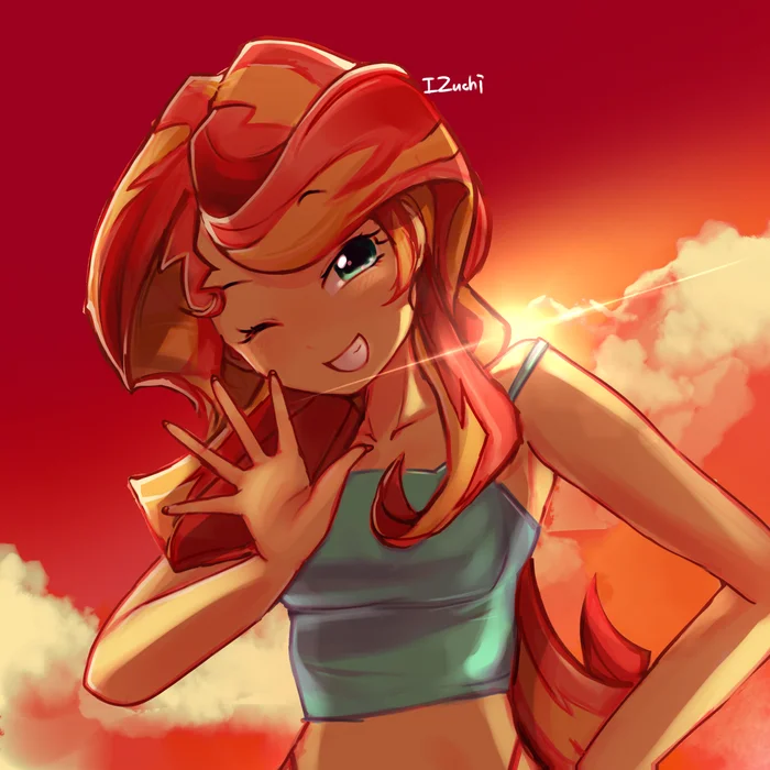 Sunset against the sunset - My little pony, Art, Sunset shimmer