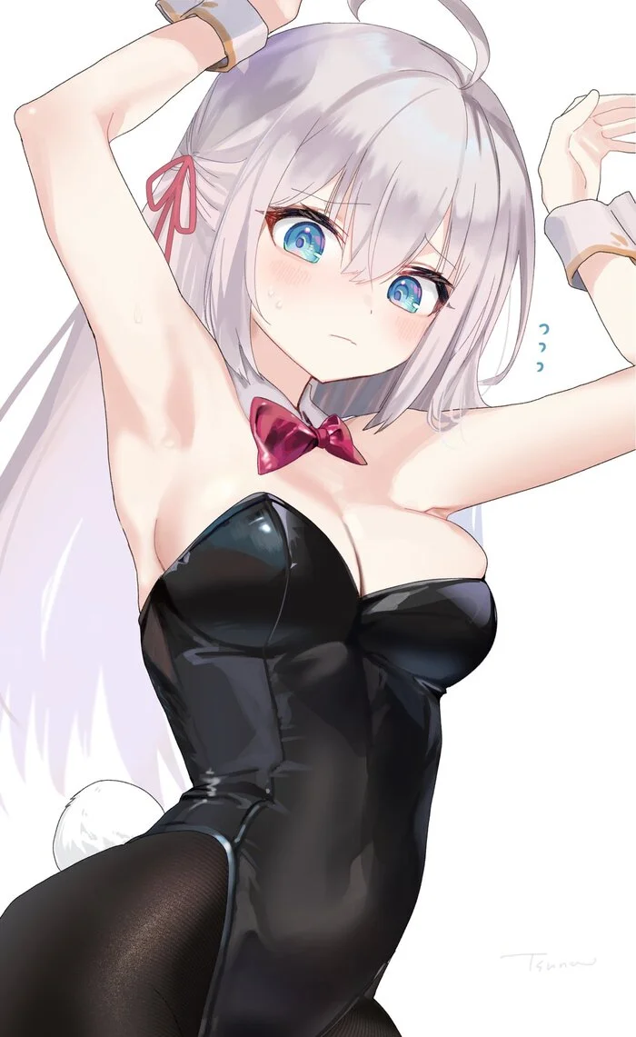 Alisa Mikhailovna #005 - Anime, Anime art, Tokidoki Bosotto Russia-go de Dereru Tonari no Aly, Alisa Mikhailovna Kujou, Girls, Bunnysuit, Sideboob, Sweat