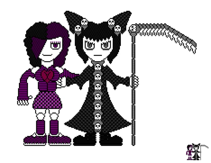 Emo and Goth - Моё, Pixel Art, Арт, Original Character, Девушки, Смерть, Эмо, Готы, Готика