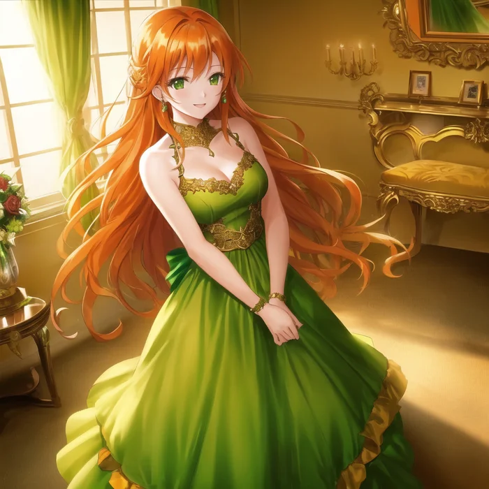 Lady Luck - Anime, Anime art, Stable diffusion, Redheads, Longpost