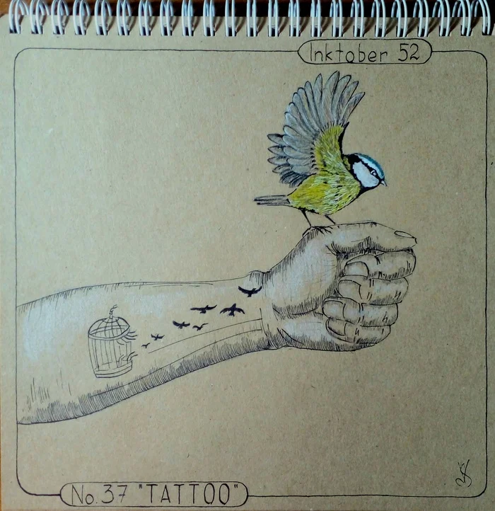 Inktober 52. Week 37 TATTOO - My, Inktober, Challenge, Drawing, Mascara, Lazorevka