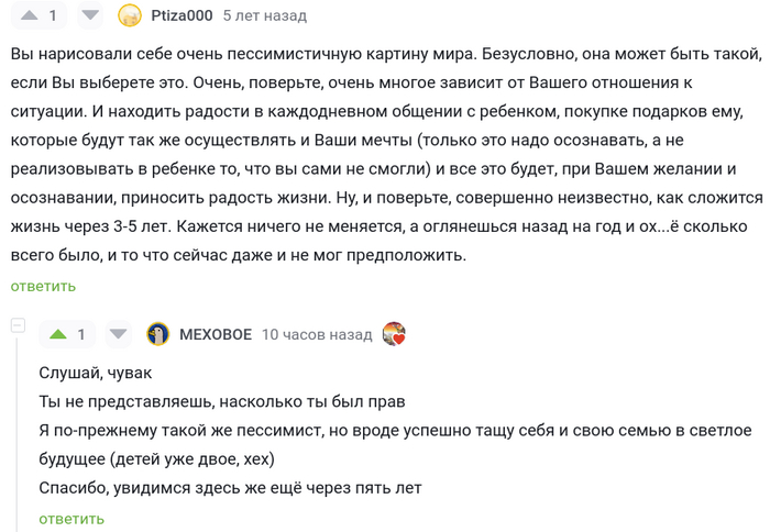 Комментарий пять лет спустя