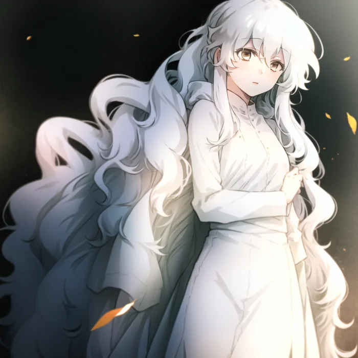 Lotta - My, Anime, Anime art, White hair, Stable diffusion