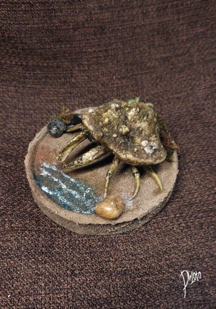 Mudcrab - My, Needlework without process, Handmade, The elder scrolls, Computer games, Bethesda, The Elder Scrolls III: Morrowind, Craft, Vvardenfell, Miniature, Tamriel, Лепка, Longpost