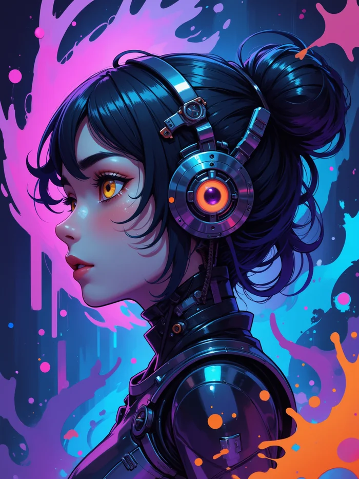 Neurotyanki #33 - My, Anime, Anime art, Neural network art, Flux, Original character, Нейронные сети, Stable diffusion, Cyborgs, Longpost