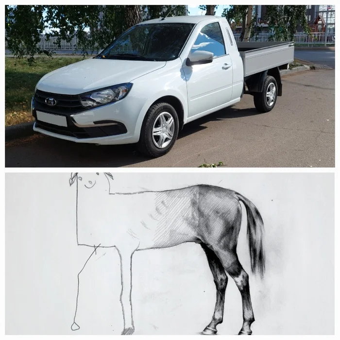 When inspiration runs out - My, Auto, Design, Stubborn horse, Pickup, Designer, Tuning, Lada Granta