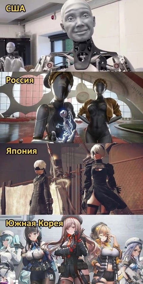 Technologies - Anime, Anime memes, Picture with text, Atomic Heart, NIER Automata, Goddess of victory: nikke