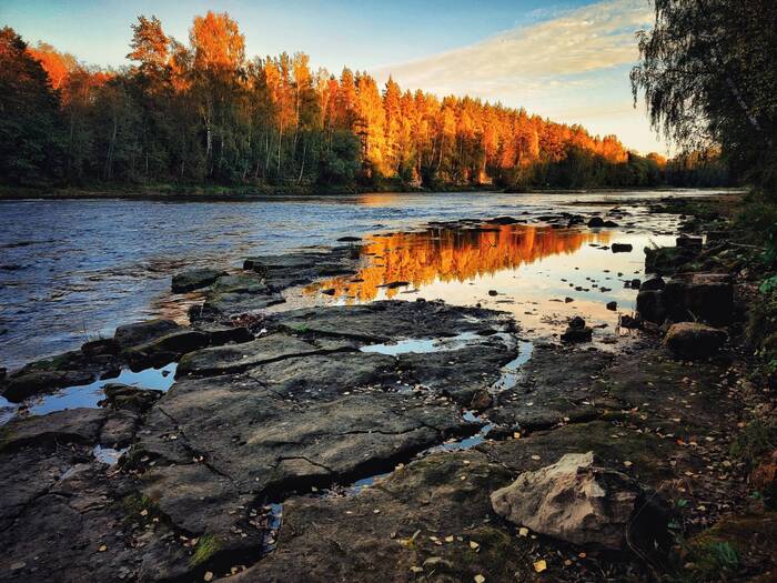 Закат на реке Мста - Моё, Фотография, Пейзаж, Путешествия, Река, Новгородская область, Мста, Осень, Природа, Природа России, Путешествие по России, Красивый вид