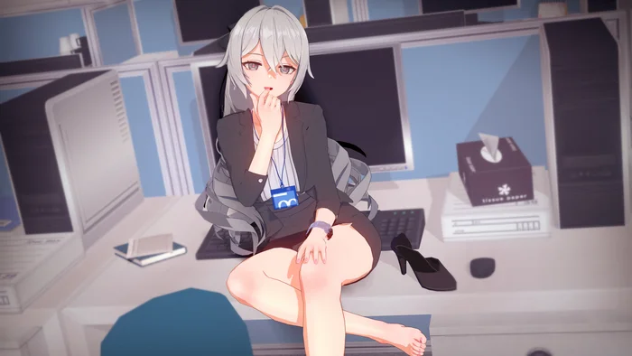 How sweet - Anime art, Anime, Honkai Impact, Bronya Zaychik, Koikatsu, Office workers, Office