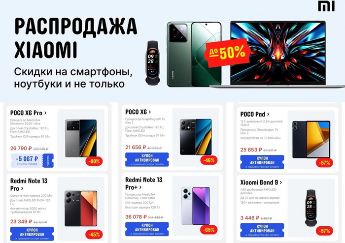 Распродажа товаров Xiaomi и Poco на Алиэкспресс до 28 сентября. Актуальные цены с учетом купонов на популярные модели