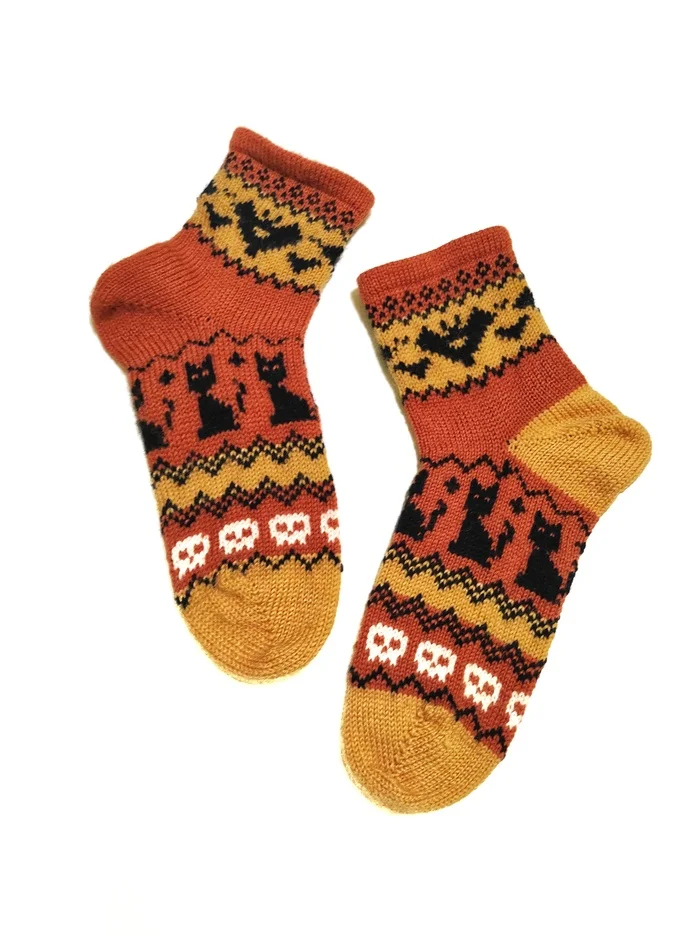 Halloween socks - My, Needlework without process, Knitting