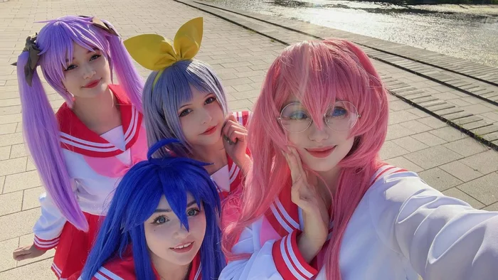 Backstage from our Lucky Star cosplay photoshoot - My, Cosplayers, Cosplay, The photo, Girls, Anime, Lucky Star, Longpost