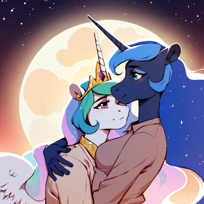 Ѹ My Little Pony,  , , Princess Celestia, Princess Luna, , Stable Diffusion, 