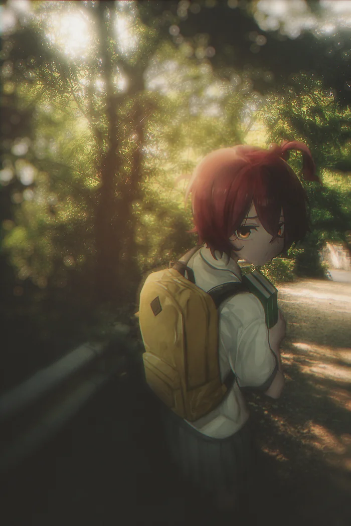 Can I come with you? - Girls, Anime, Anime art, Tulpa, 2D Among Us, Anime madskillz, Briefcase, Road, Forest, Telegram (link)