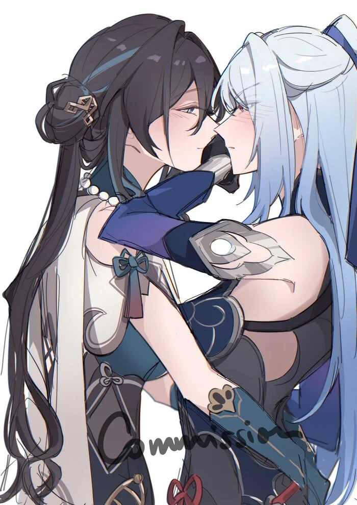 Ruan Mei & Jingliu - Anime art, Anime, Friend, Yuri, Honkai: Star Rail, Ruan Mei (Honkai: Star Rail), Jingliu (Honkai: Star Rail), Hugs, Twitter (link)