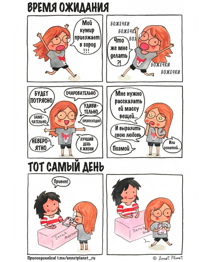 Meeting with an idol - Annetplanet, Comics, Translation, Idols, Sarah Andersen