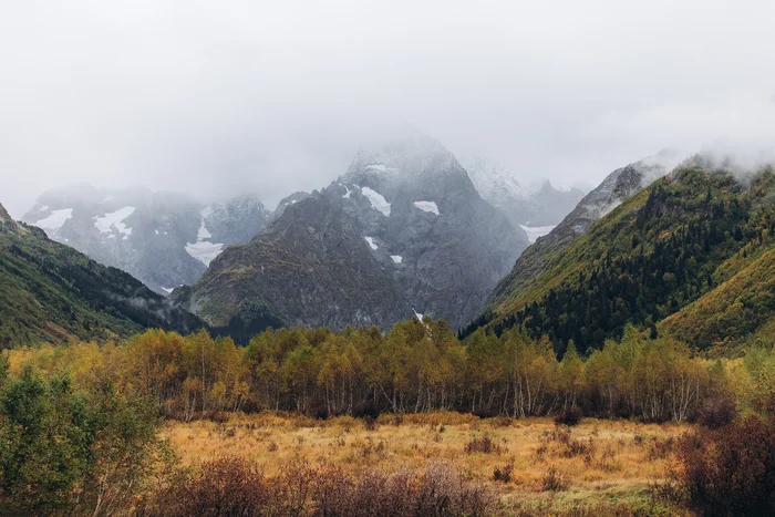 Shades of September in the Gonachkhir Gorge - My, The photo, Landscape, The mountains, Telegram, Karachay-Cherkessia, Autumn, Beautiful view