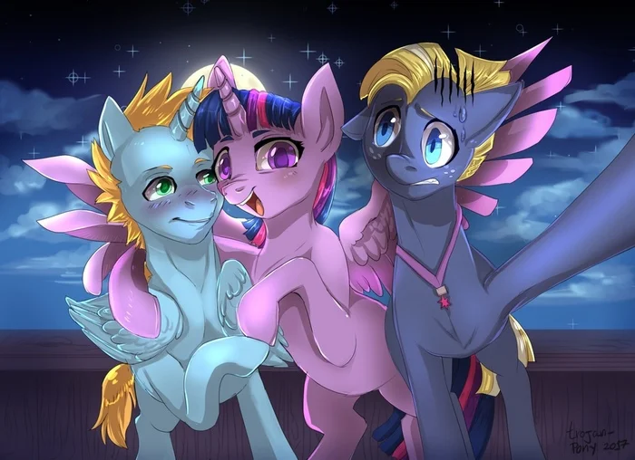 Twaika found herself two stallions for a threesome... - My little pony, Art, Twilight sparkle, Original character