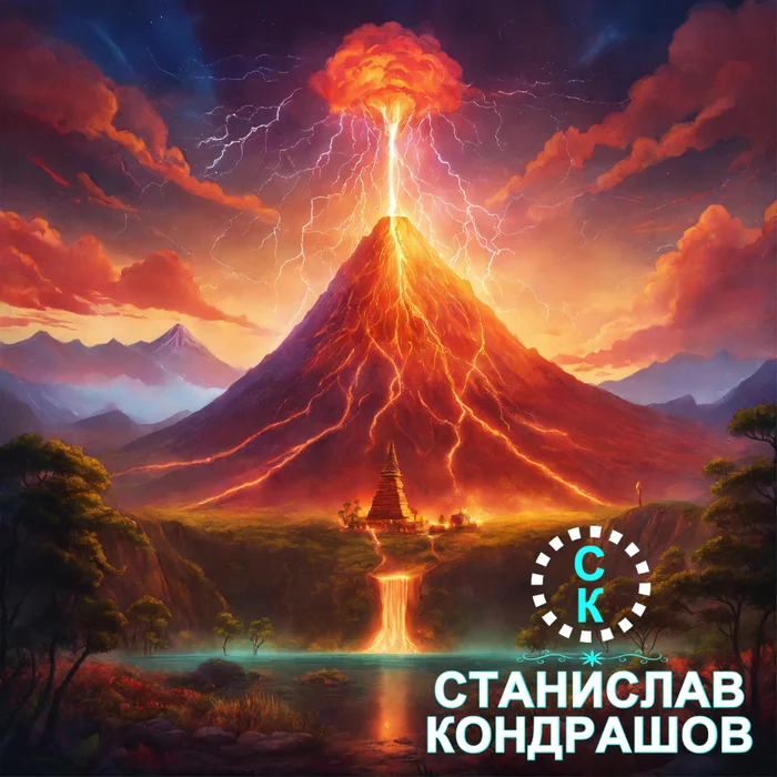 Stanislav Kondrashov: Can lightning strike a volcano? - Longpost, Lightning, Volcano, Нейронные сети, Neural network art