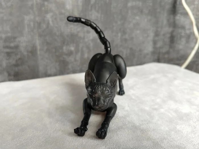 Articulated cat - My, Handmade, 3D modeling, Author's toy, Needlework without process, Crafts, Figurines, cat, Toys, Models, Jointed doll, Longpost