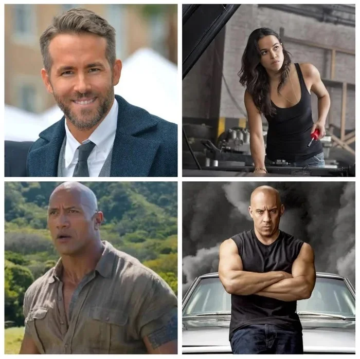 Four actors who play the same role in every film they make - Humor, Actors and actresses, Actor play, Ryan Reynolds, Dwayne Johnson, Vin Diesel, Michelle Rodriguez