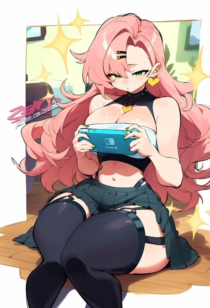 Gamer girl - Anime, Anime art, Nicole Demara (zzz), Zenless Zone Zero, Nintendo switch, Neural network art, Zettai ryouiki