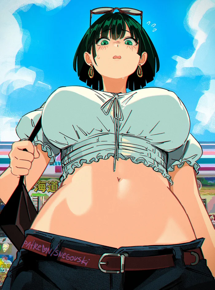 La creatura - Anime, Anime art, Snegovski, Onepunchman, Fubuki, Tatsumaki, Longpost, Twitter (link), Top down