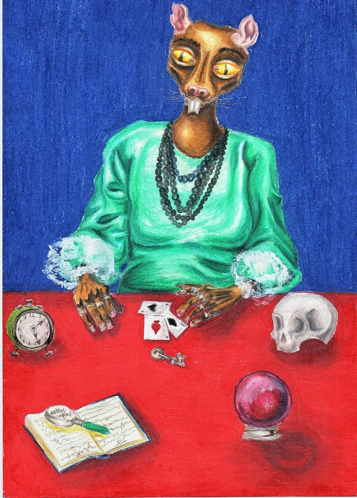 Fortune teller - My, Art, Beginner artist, Drawing, Painting, Artist, Pencil drawing, Fortune teller, Psychics, Tarot cards, Cards, Future, Vision, Love