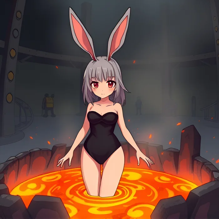 Bunny girls bathe in lava - Anime, Girls, Lava, Bathing, Longpost