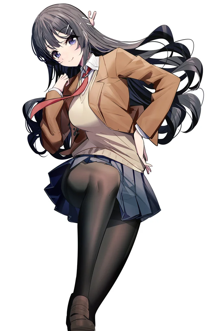 Mai Sakurajima - Mai Sakurajima, Аниме, Anime Art, Pixiv, Колготки, Rascal Does Not Dream of Bunny Girl Senpai