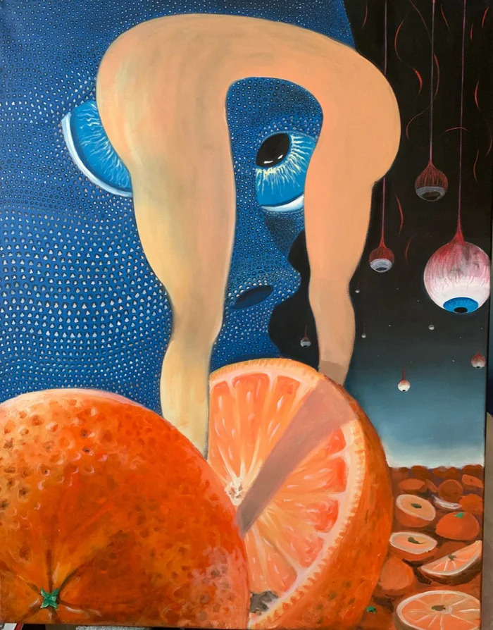 Orange legs - My, Artist, Oil painting, Author's painting, Canvas, Surrealism, Semantic hallucinations